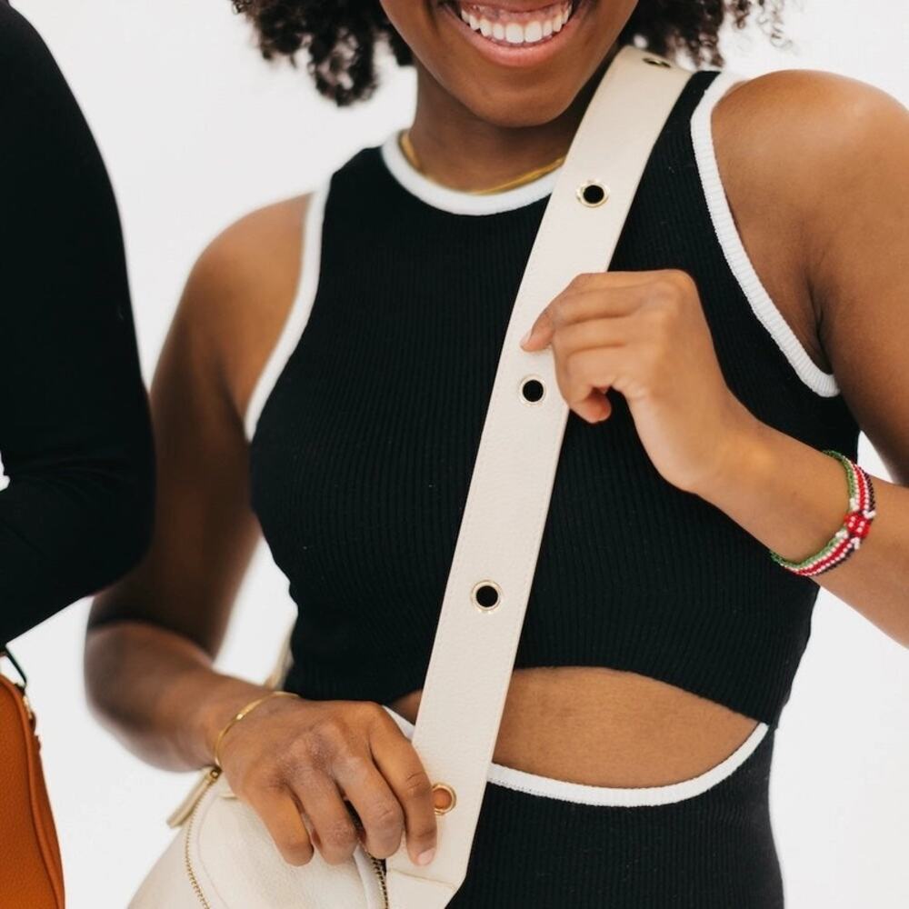 Evelynn Vegan Leather Eyelet Strap Cream